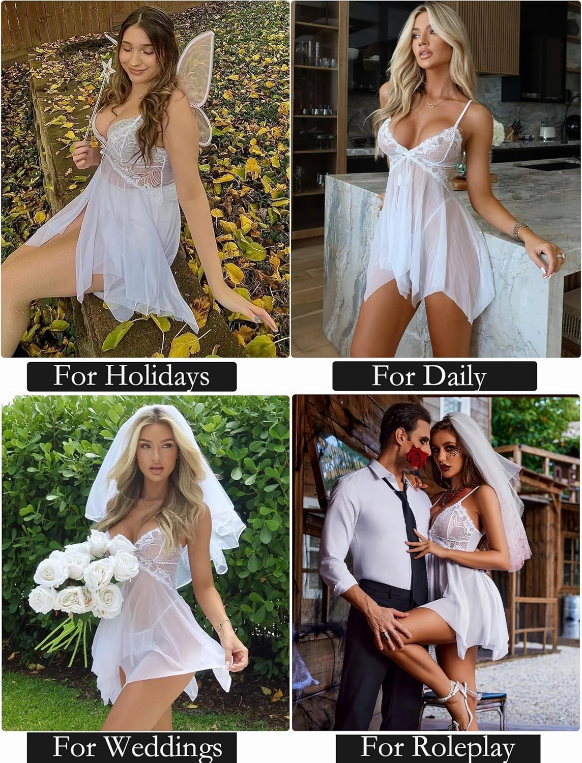 Avidlove Lingerie for Women Lace Babydoll Sleepwear Boudoir Outfits Plus Size Langeray XS-5XL