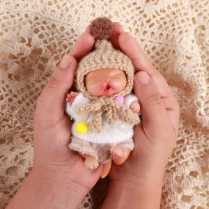 BABESIDE 4.5-Inch Mini Silicone Baby Cat Doll – Full Body Soft Realistic Newborn Style with Handcrafted Outfit & Gift Box – Cute Miniature Toy for Kids Ages 3  & Collectors