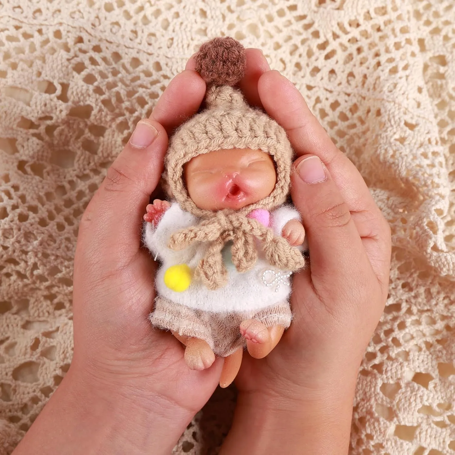 BABESIDE 4.5-Inch Mini Silicone Baby Cat Doll – Full Body Soft Realistic Newborn Style with Handcrafted Outfit & Gift Box – Cute Miniature Toy for Kids Ages 3  & Collectors