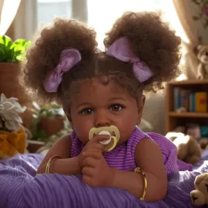 BABESIDE Lifelike Reborn Baby Dolls Black Girl - 20 Inch Soft Feeling Realistic-Newborn Baby Dolls Cute Real Life Baby Doll with Gift Box for Kids Age 3 