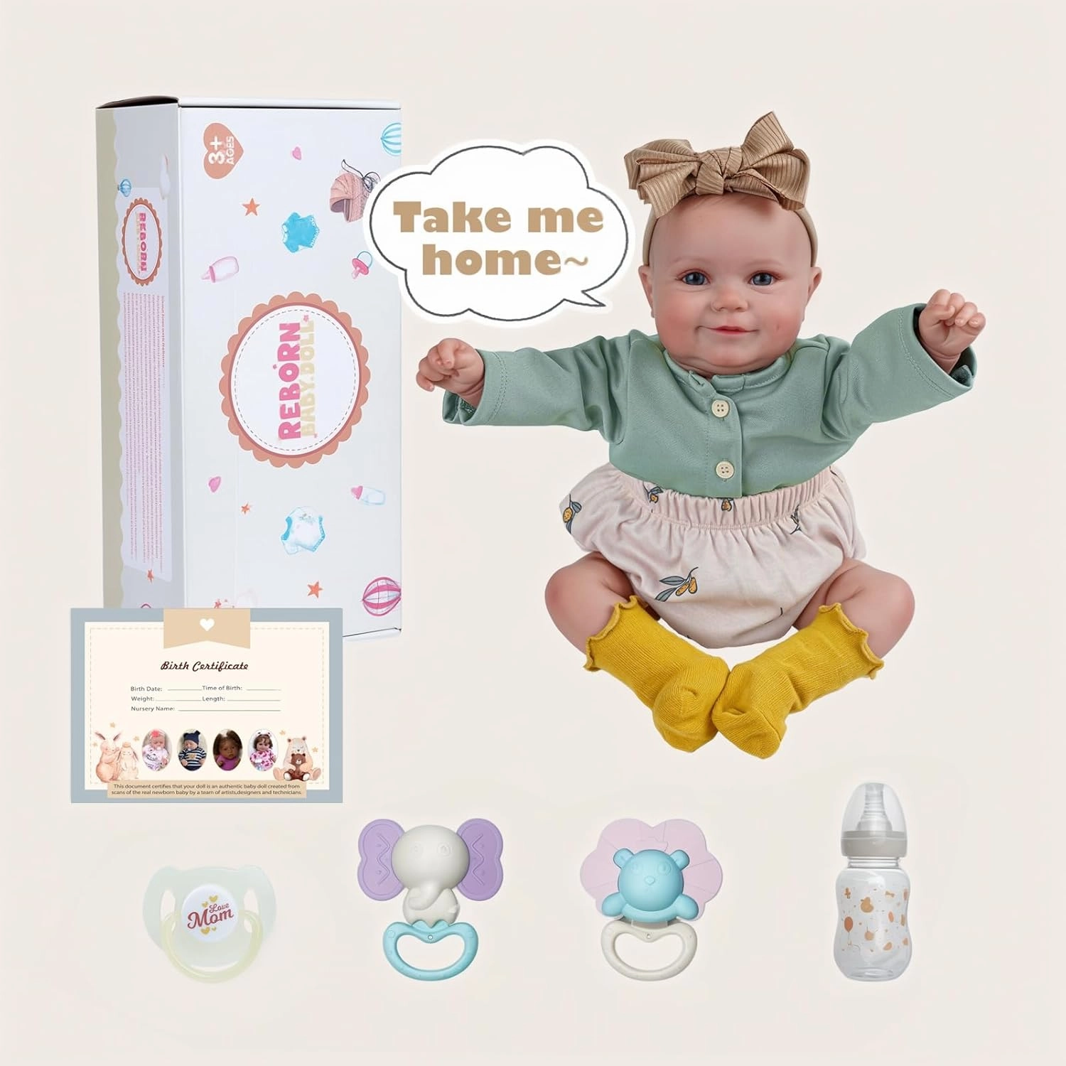BABESIDE Reborn Baby Dolls, 20Inch Cute Soft Vinyl Realistic-Newborn Baby Doll Poseable Real Life Lifelike Baby Dolls w/Doll Accessories for 3  Year Old Girls