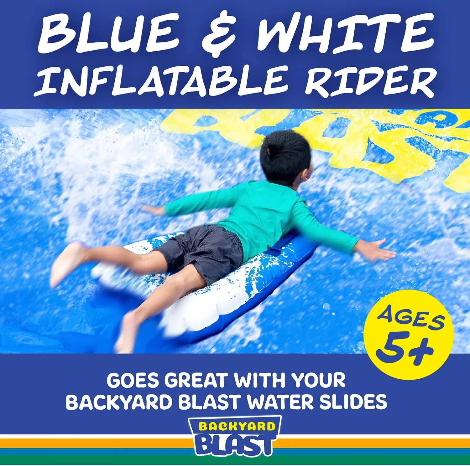 BACKYARD BLAST Deluxe Rider with Joint Cloth Material, Inflatable Body Board Slide Rider, 30.7" x 19.6" x 5.5"