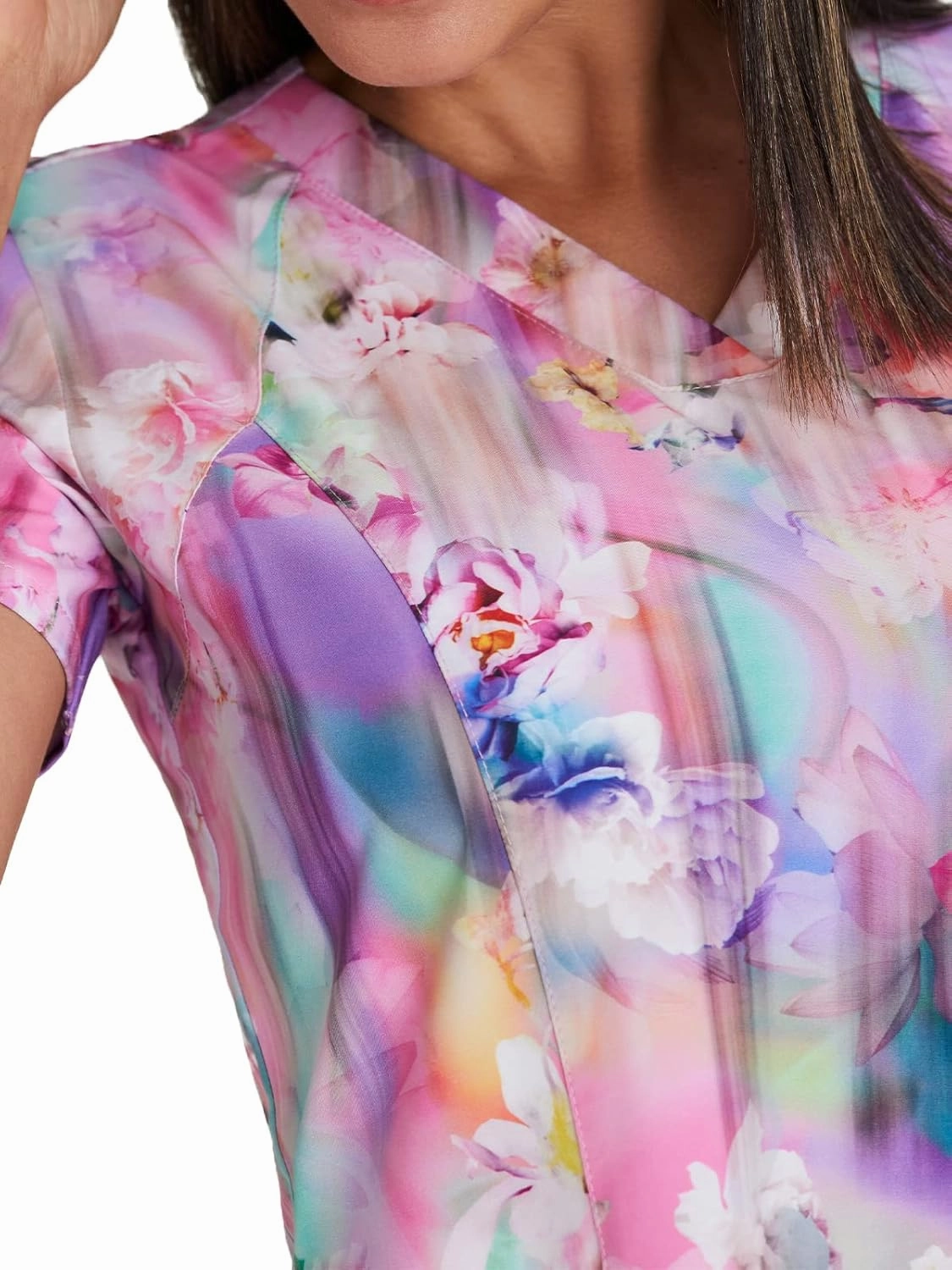 BARCO One Printed Scrub Top for Women - V-Neck Medical Top, Eco-Friendly Fabric, 4-Way Stretch Women's Scrub Top