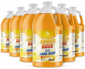 Bastion Antibacterial Hand Soap: Amber Rose Gel Hand Wash : Bulk Refill 1/2 Gallon (64 oz). Sweet Warm Amber Rose Scent. Bulk Hand Wash. Non-toxic. Made In The USA. (3 Gallons (6 Half Gallons))