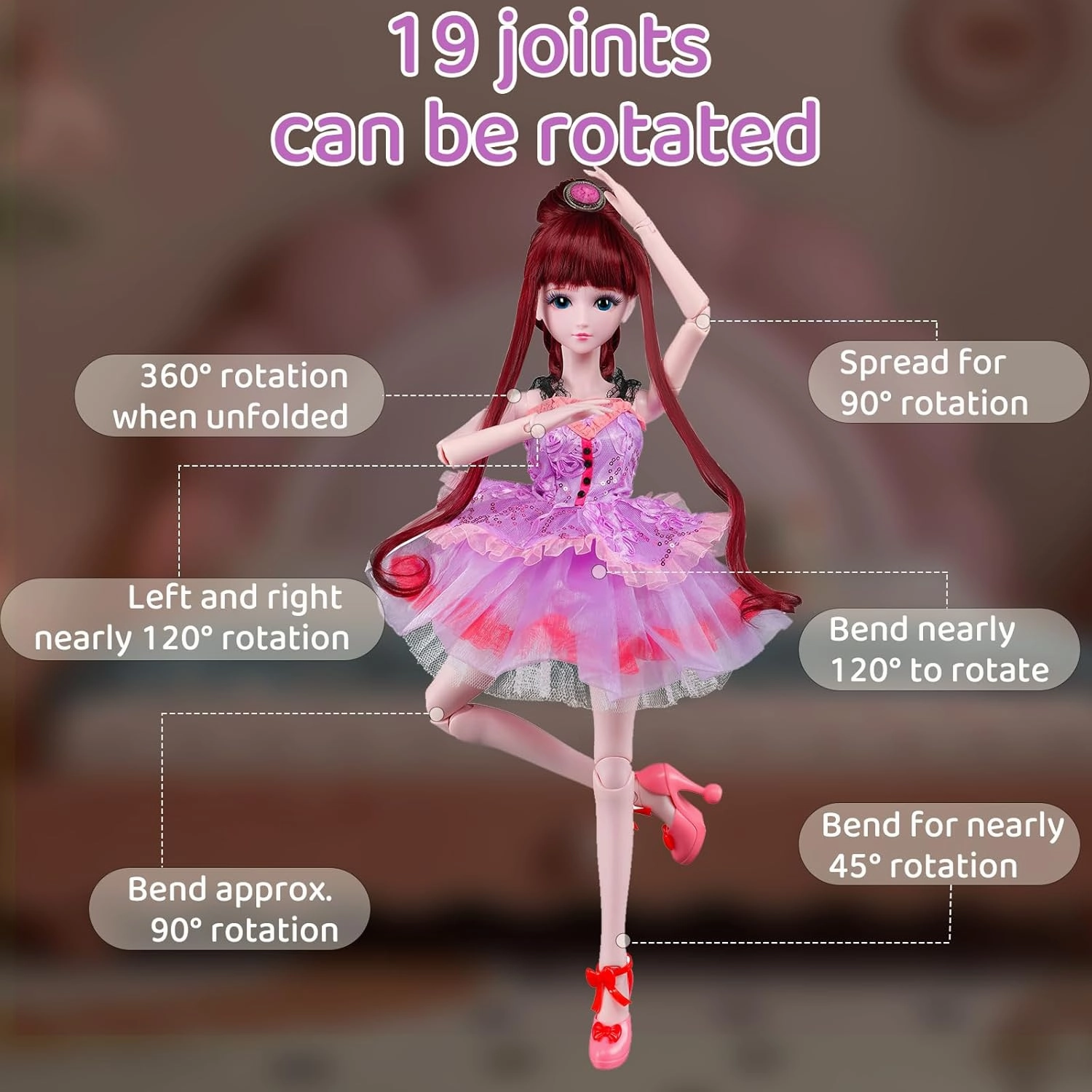 BDJ Fashion Doll,Cute Dolls, 24.8 Inches, 19 Movable Joints, Long-haired,Great Gift for Kids 3 ,Headdress and Clothing Accessories, Sparkling, Birthday Gift