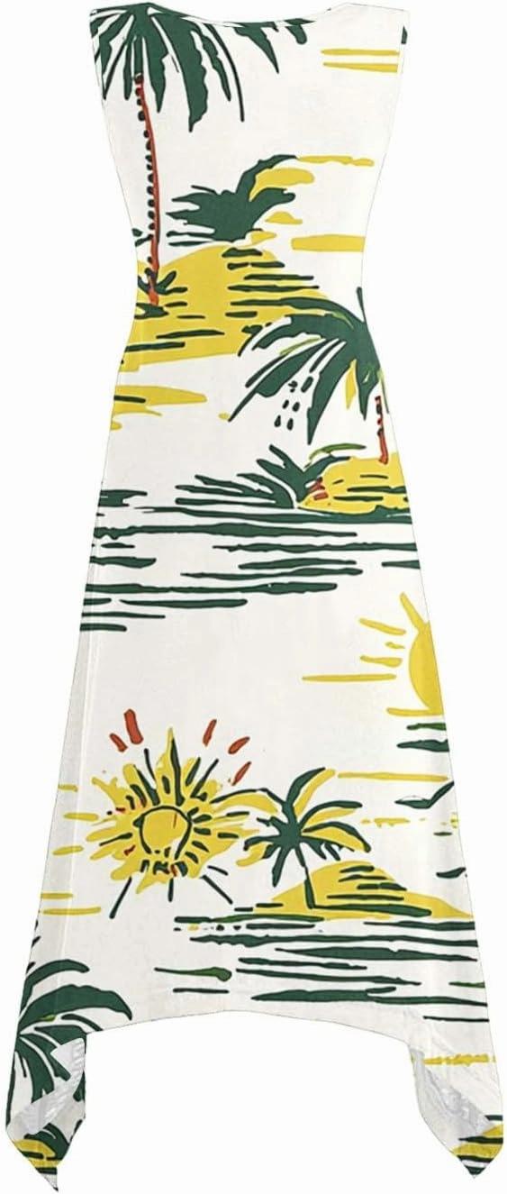 Beach Dresses for Women 2025 Vacation Swing Boho Floral Sundress Flowy Sleeveless Tank Casual Midi Dress Fashion