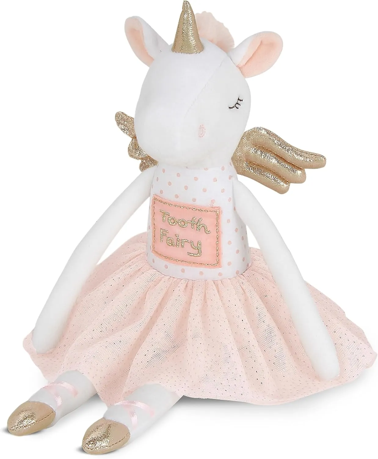 Bearington Collection Twinkles Soft Plush Unicorn Tooth Fairy Doll, 14 Inches