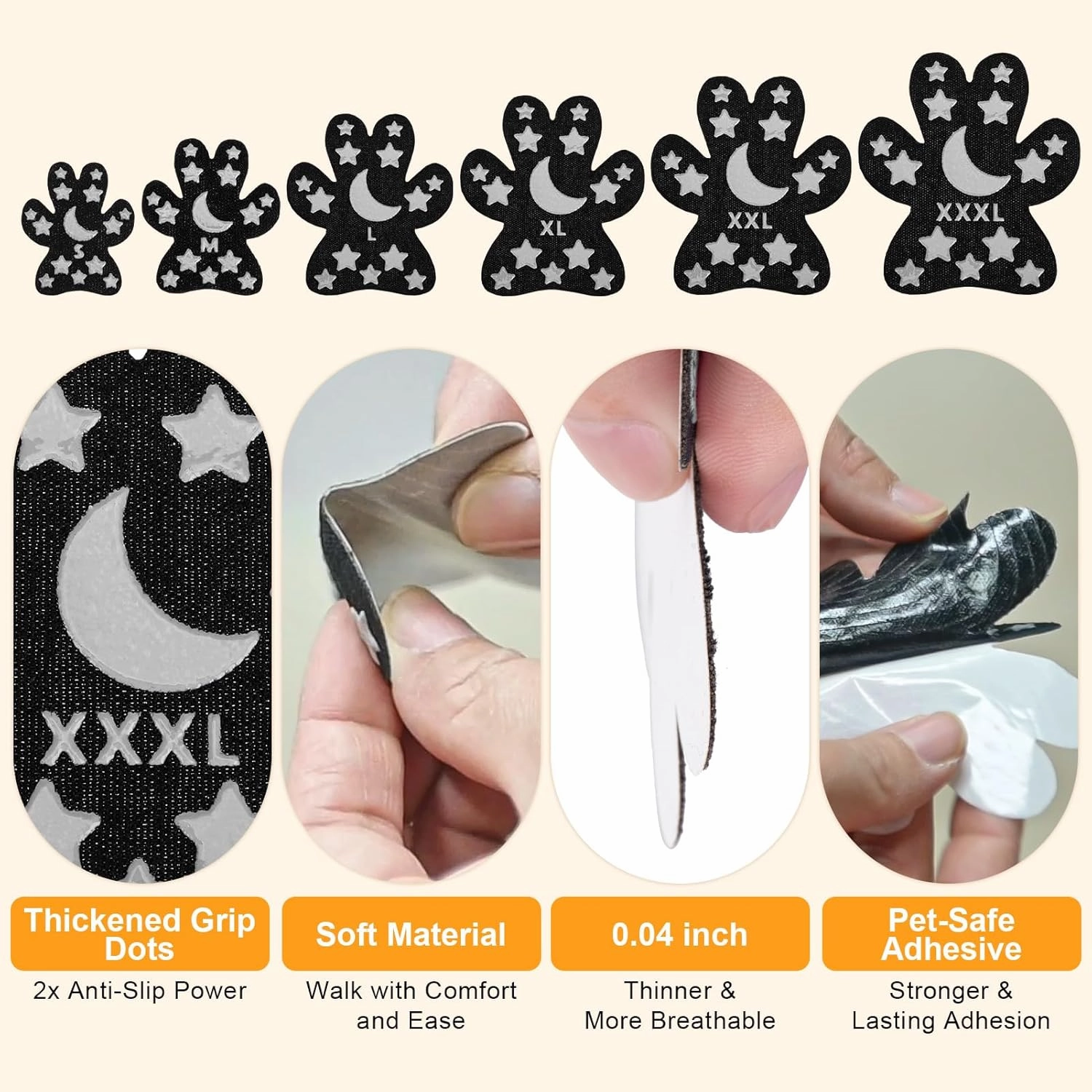 BEAUTYZOO Anti-Slip Dog Paw Pads for Senior Dogs - Traction Grips Dog Paw Stickers for Hot Pavement Hardwood Floors, Durable Pet Paw Protector Shoes Booties Socks Replacement (36pcs, Black L)