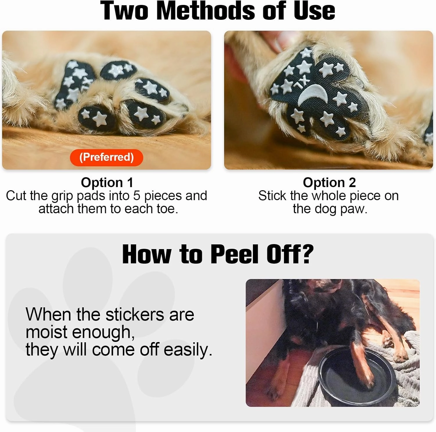 BEAUTYZOO Anti-Slip Dog Paw Pads for Senior Dogs - Traction Grips Dog Paw Stickers for Hot Pavement Hardwood Floors, Durable Pet Paw Protector Shoes Booties Socks Replacement (36pcs, Black L)