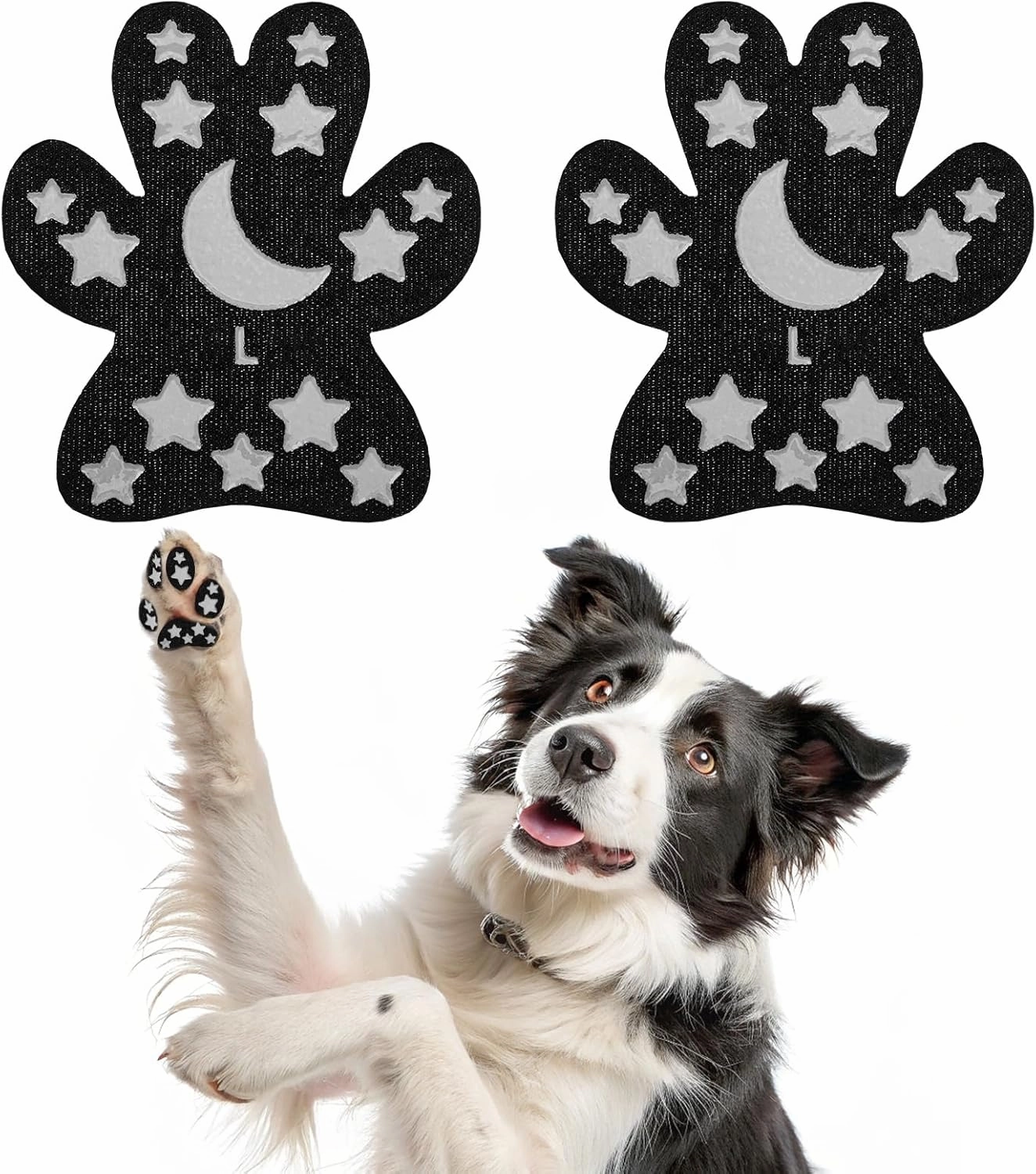 BEAUTYZOO Anti-Slip Dog Paw Pads for Senior Dogs - Traction Grips Dog Paw Stickers for Hot Pavement Hardwood Floors, Durable Pet Paw Protector Shoes Booties Socks Replacement (36pcs, Black L)