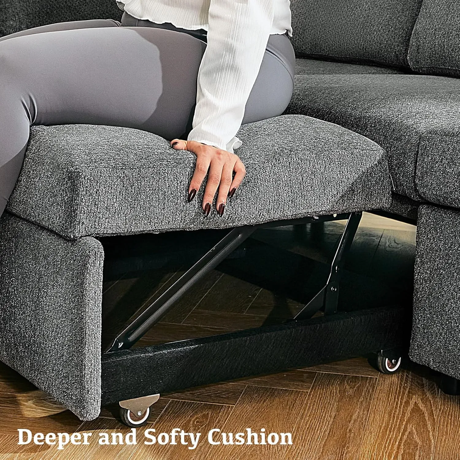 Belffin Modular Sectional Sleeper Sofa Bed with Pull Out Couch, U Shaped Sleeper Pull Out Bed, Convertible Sectional Couches for Living Room, Light Grey