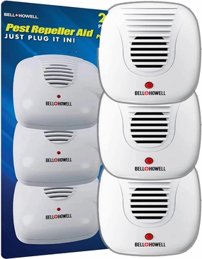Bell   Howell Ultrasonic Pest Repeller Home Kit (Pack of 3), Ultrasonic Pest Repeller, Pest Repellent for Home, Bedroom, Office, Kitchen, Warehouse, Hotel, Safe for Human and Pet