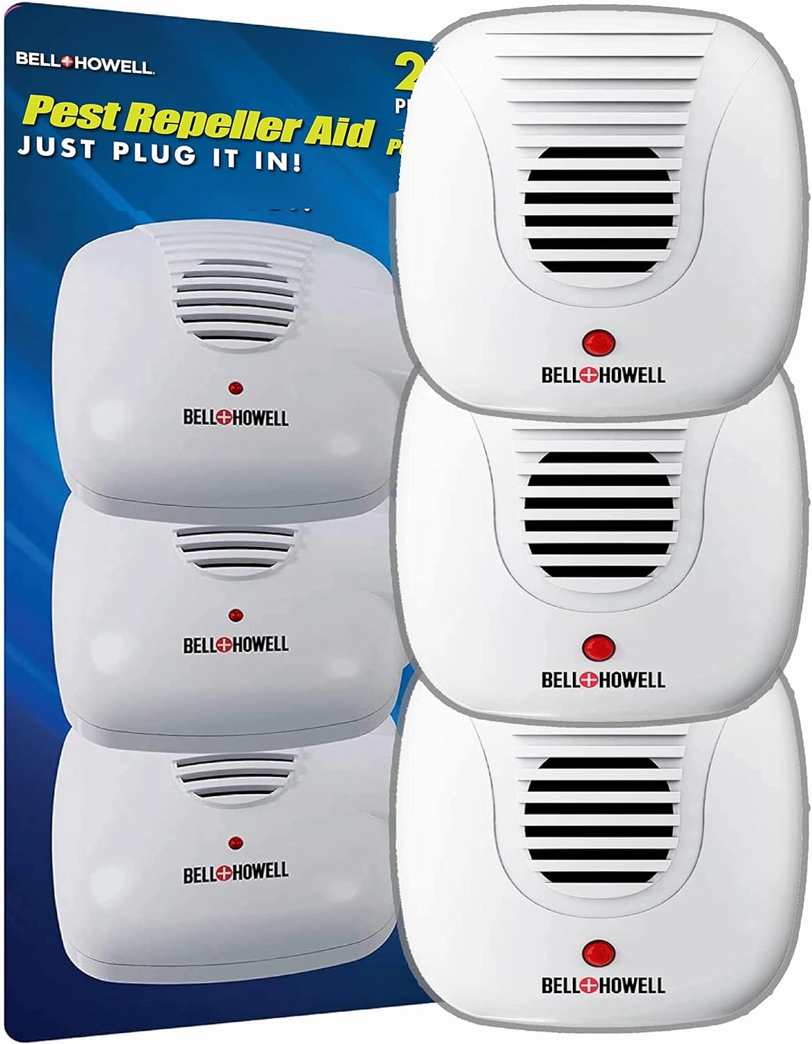 Bell   Howell Ultrasonic Pest Repeller Home Kit (Pack of 3), Ultrasonic Pest Repeller, Pest Repellent for Home, Bedroom, Office, Kitchen, Warehouse, Hotel, Safe for Human and Pet