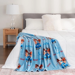 Berkshire Blanket - Lovely Little Blue Truck-Themed Kids Throw Made with Signature VelvetLoft Fabric, Pet-Friendly and Cozy Throw, 50 in x 60 in, Beep Beep Truck Blue