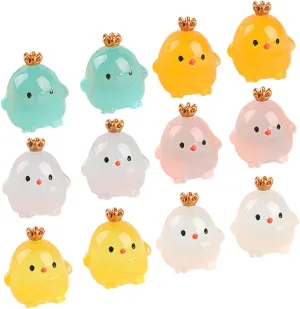 BESPORTBLE 15pcs Mini Resin Luminous Chick Figurines Cute Tiny Animal Ornaments for Garden Car Dollhouse Landscape Decor Unique Night Glow Decoration