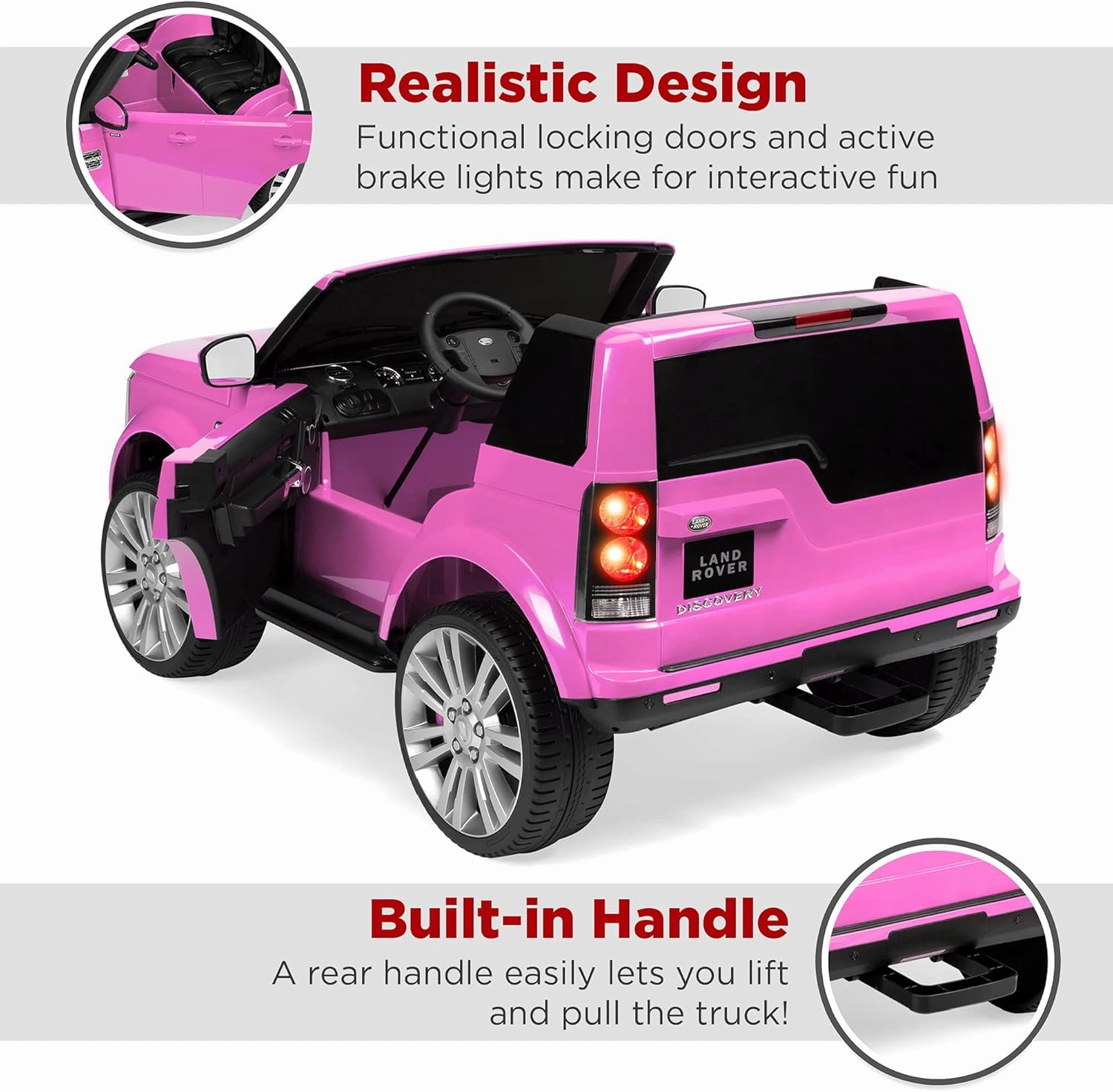 Best Choice Products 12V 3.7 MPH 2-Seater Licensed Land Rover Ride On Car Toy w/Parent Remote Control, MP3 Player - Pink