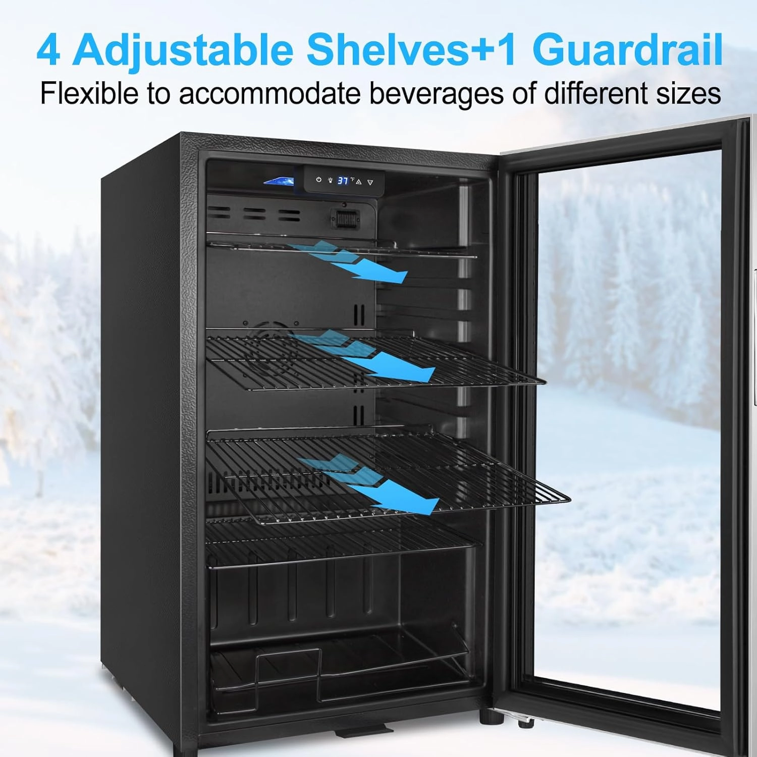Beverage Refrigerator 126 Can, Mini Beverage Fridge Small Beverage Cooler Stainless Steel with Glass Door Safety Lock, Drink Fridge for Beer Soda Wine, Perfect for Dorm Office Hotel