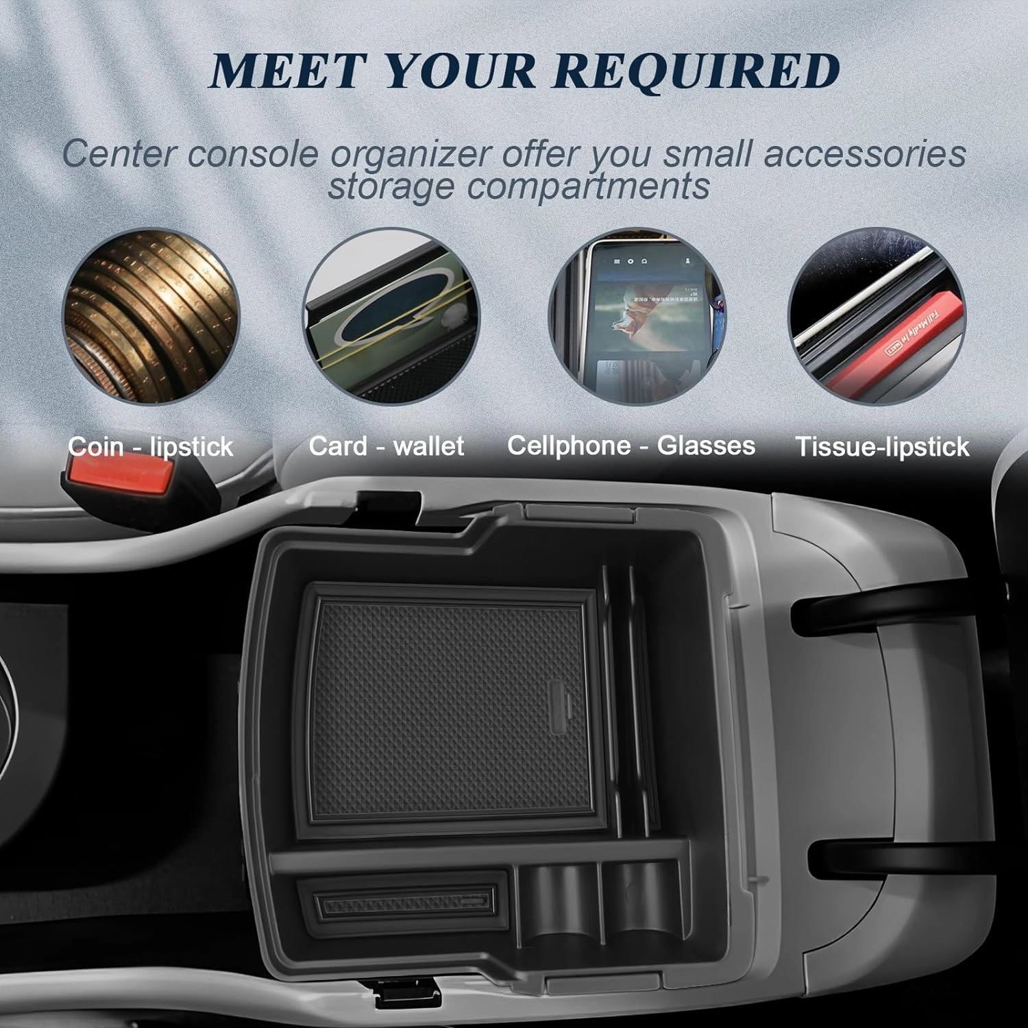 BIBIB0 for 2024 2025 Hyundai Kona Center Console Organizer 2024 2025 Hyundai Kona SX2 Console Trays 2024 Kona Insert Organizer 2024 Hyundai Kona Accessories Armrest Upper Organizer Double Layers