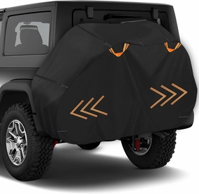 Bike Cover for Transport on Rack, Bicycle Cover Outdoor Storage Waterproof, Heavy Duty 600D Electric Bike Cover for 3 Bikes on Rear Bike Travel Rack with Reflective Double Handles&7 Windproof Buckles