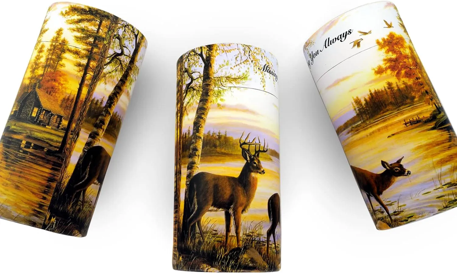 Biodegradable Scattering Tube Urn for Ashes, 40 lbs ECO Small Spreading Cremation Paper Urn for Human Male Female Adult Pet Dog Cat Ashes, Including Canvas Pouch(Forest Deer)