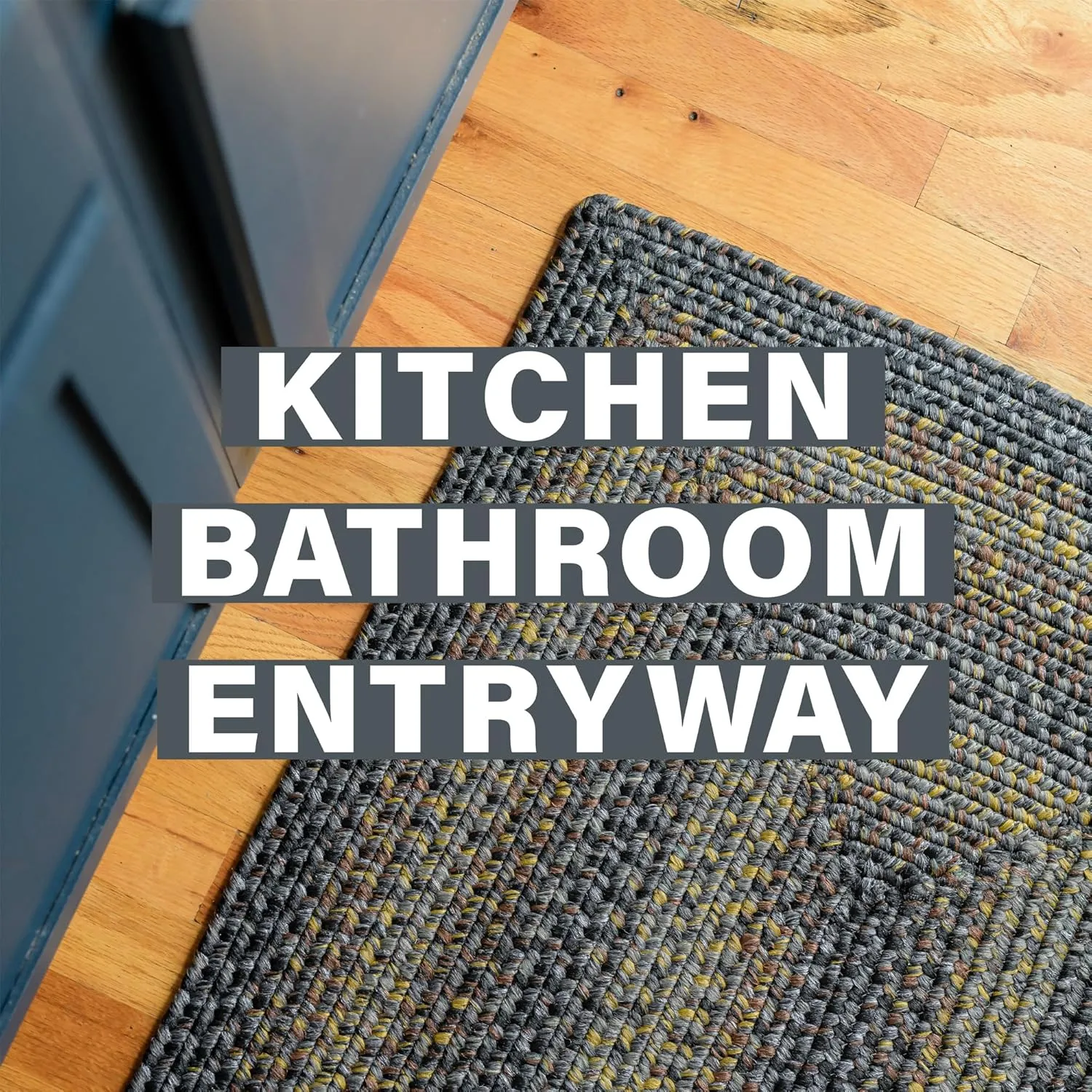 Black Forest Braided Rope Rug 27"x45" - Rectangle, Black and Gold, Indoor Outdoor Washable - Country Primitive Decor for Bathrooms and Kitchens - Beautiful, Durable, Waterproof, Pet Friendly and Soft