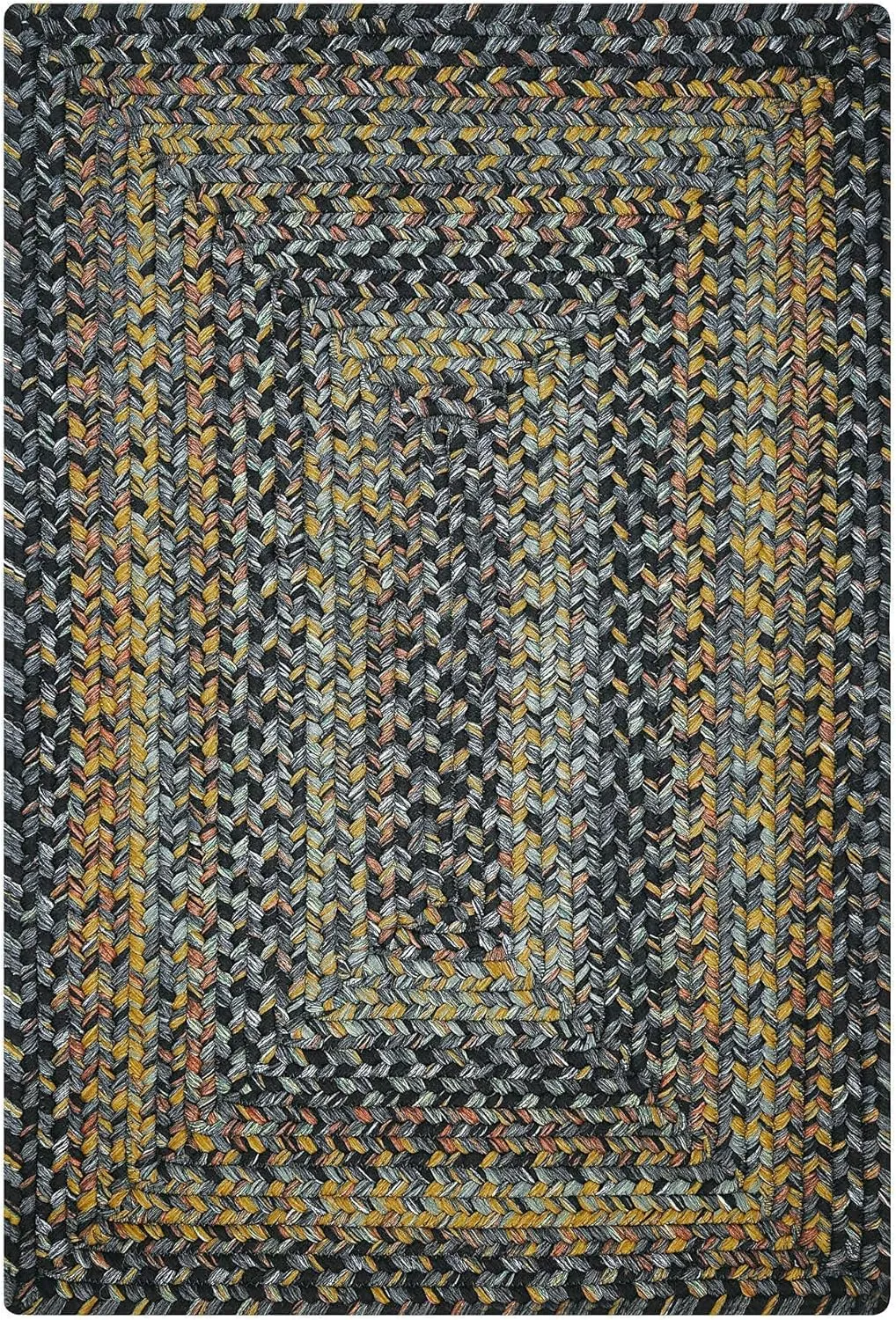 Black Forest Braided Rope Rug 27"x45" - Rectangle, Black and Gold, Indoor Outdoor Washable - Country Primitive Decor for Bathrooms and Kitchens - Beautiful, Durable, Waterproof, Pet Friendly and Soft