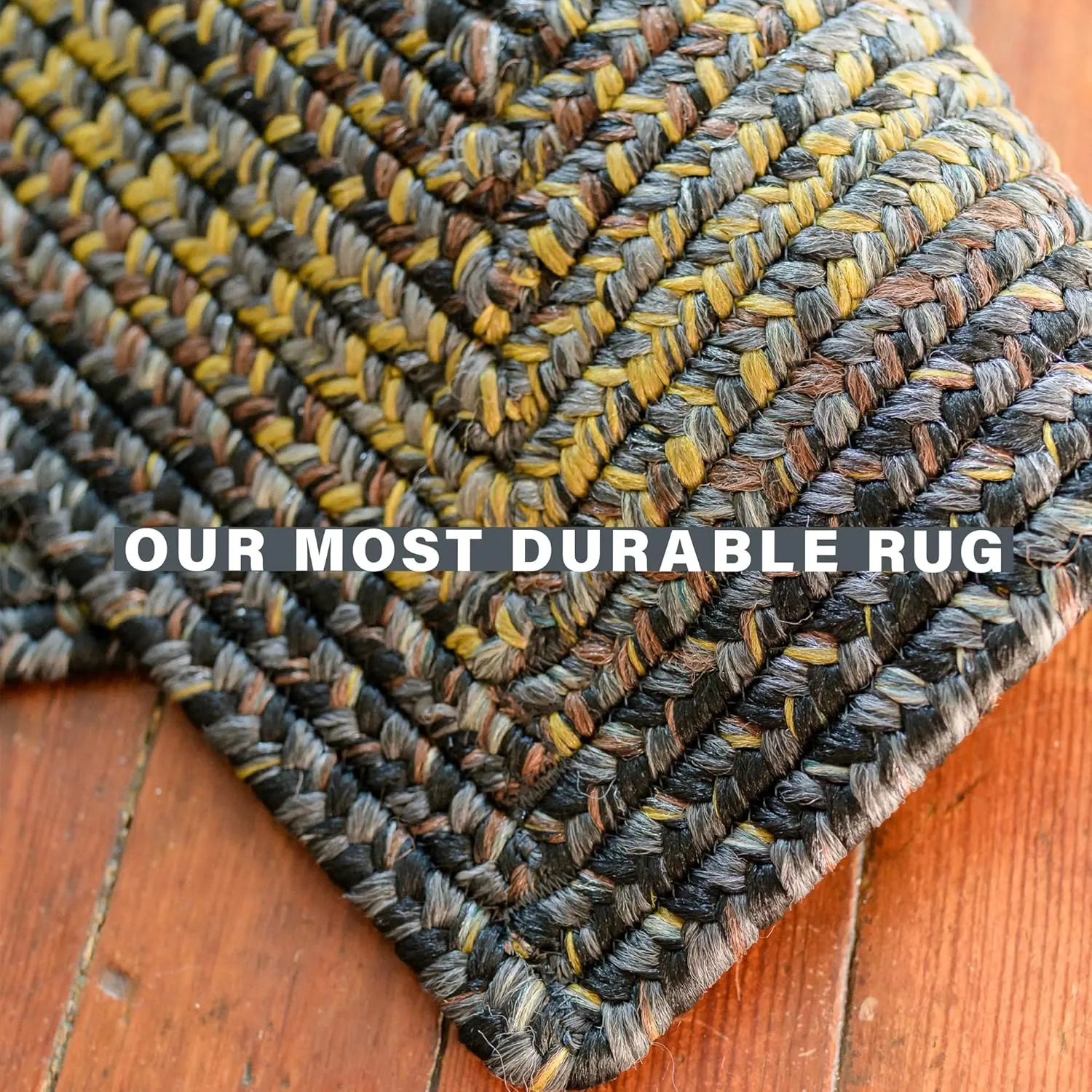 Black Forest Braided Rope Rug 27"x45" - Rectangle, Black and Gold, Indoor Outdoor Washable - Country Primitive Decor for Bathrooms and Kitchens - Beautiful, Durable, Waterproof, Pet Friendly and Soft