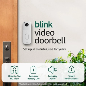 Blink Video Doorbell (newest model) – Head-to-toe HD view, two-year battery life, and simple setup. Required Sync Module not included – Add-On (White)