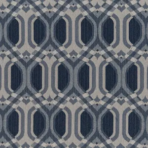 Blue Stain Resistant Performance Pet Friendly Geometric Woven Pattern Upholstery Fabric by The Yard - SKU: Alden Sapphire