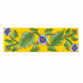 Blue saiding flower and Lime Green leaf with Yellow base Tile