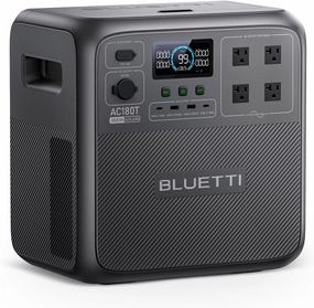BLUETTI Solar Generator Pioneer MD (AC180T), 1,432Wh LiFePO4 Battery Backup w/ 4 1,800W (3,600W Surge) AC Outlets, 0-80% in 45 Min., Hot Swappable for Camping, Outdoor Adventures, Emergency