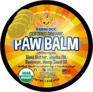 Bodhi Dog Paw Balm- USDA Certified Organic, Natural Healing & Soothing for Dry, Cracking, Rough Pet Paws- Protects, Restores, & Relieves Chapped Paws- Better Than Paw Wax (2oz)