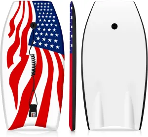 Bodyboard for Beach 37 / 42 Inch Premium Body Board Super Lightweight Surf Boards with EPS Core Wrist Leash HDPE Slick Bottom Perfect Surfing for Teens Adults Kids Beginners and Any Surf Rider Level