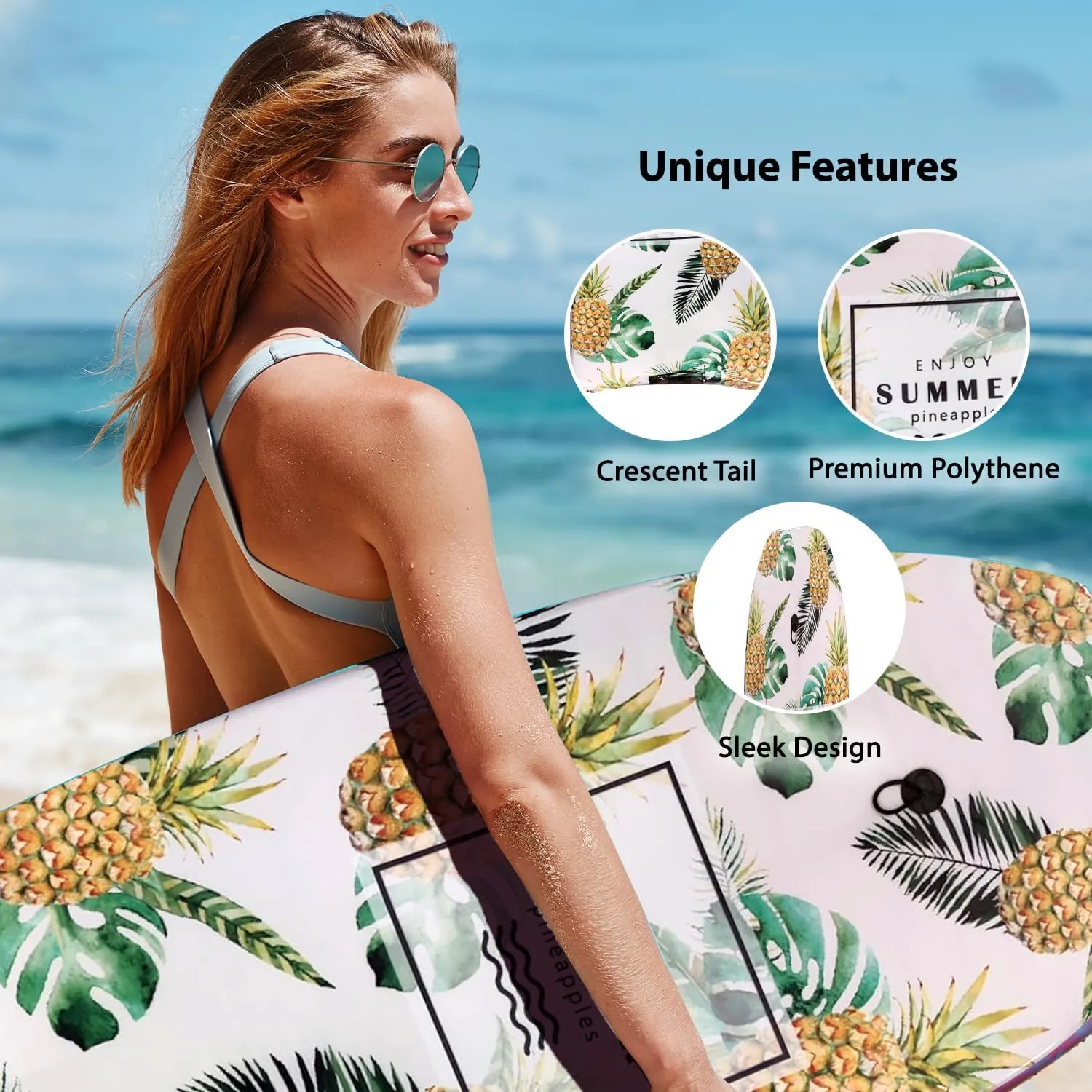 Boogie Boards for Beach – Lightweight and Durable Bodyboard for Surfing for Adults with Premium Leash and Slick Bottom