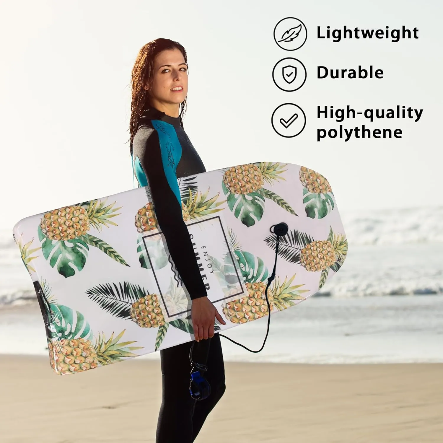 Boogie Boards for Beach – Lightweight and Durable Bodyboard for Surfing for Adults with Premium Leash and Slick Bottom