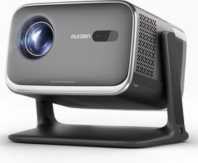 BOOM mini 4-in-1 Smart Projector Built-in Google TV, 10,000  Apps, Real-Time Focus & Keystone, 20W Speakers DoIby Audio, 500 ANSI Lumens Outdoor Movie Projector with WiFi and Bluetooth, Black