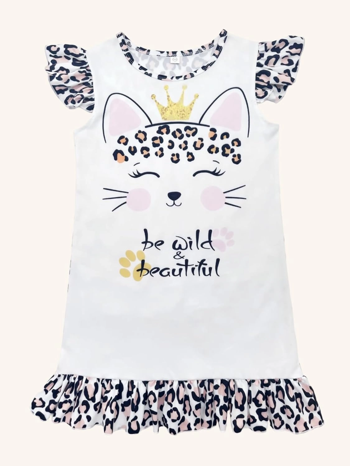 Bow Dream Girl Dress and Matching American Girl Doll Clothes for Girls Leopard Cat