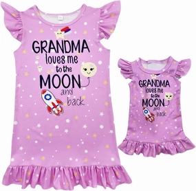Bow Dream Girl Dress and Matching American Girl Doll Clothes for Girls Pink Grandma Loves me