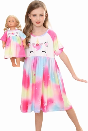 Bow Dream Girl Dress Cute and Matching American Girl Doll Clothes Accessories for Girls Dresses Set