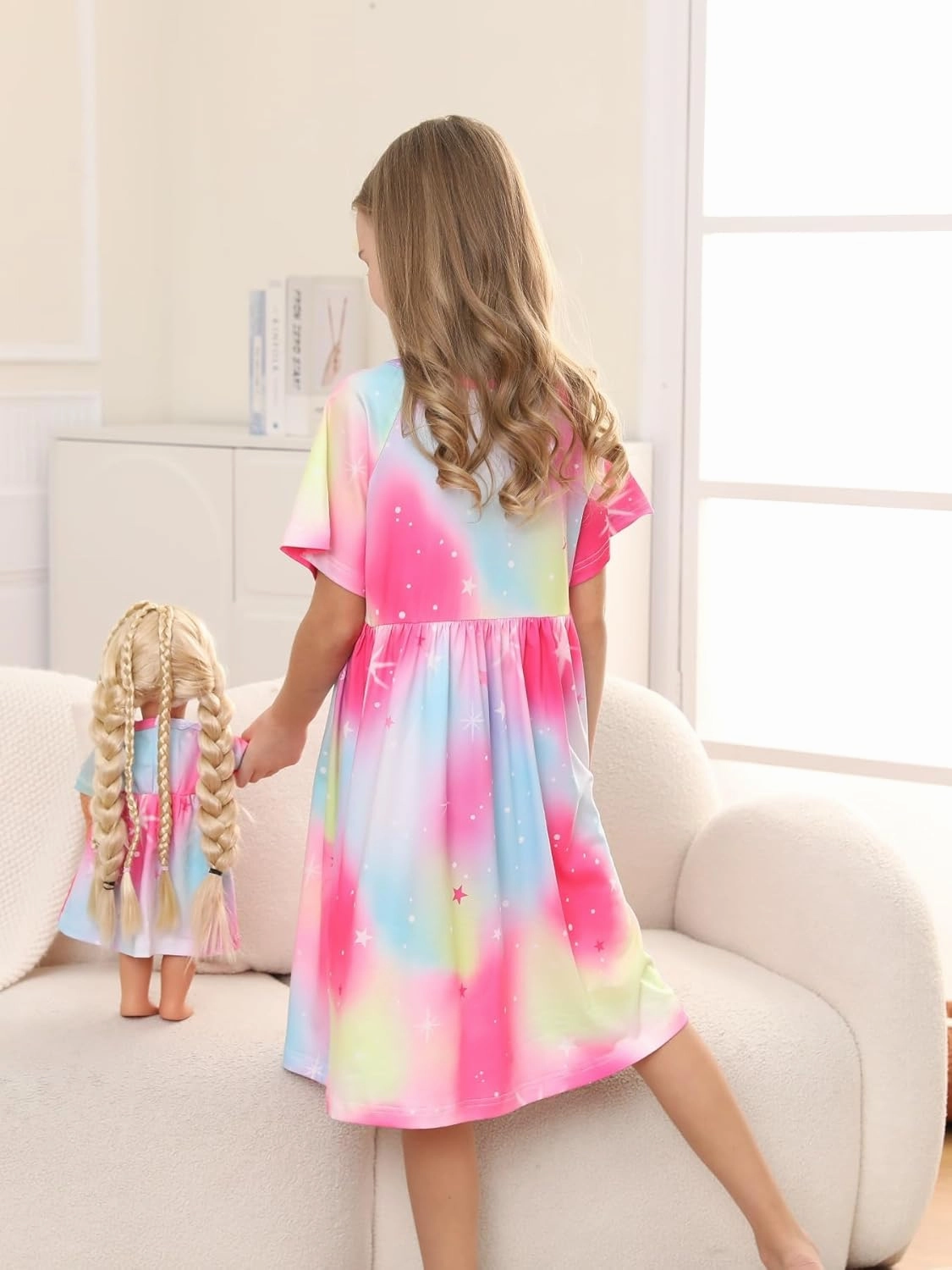 Bow Dream Girl Dress Cute and Matching American Girl Doll Clothes Accessories for Girls Dresses Set