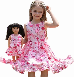 Bow Dream Girl Dresses with Matching American Girl Doll Clothes Vintage Flowers Butterfly 3-12 Years