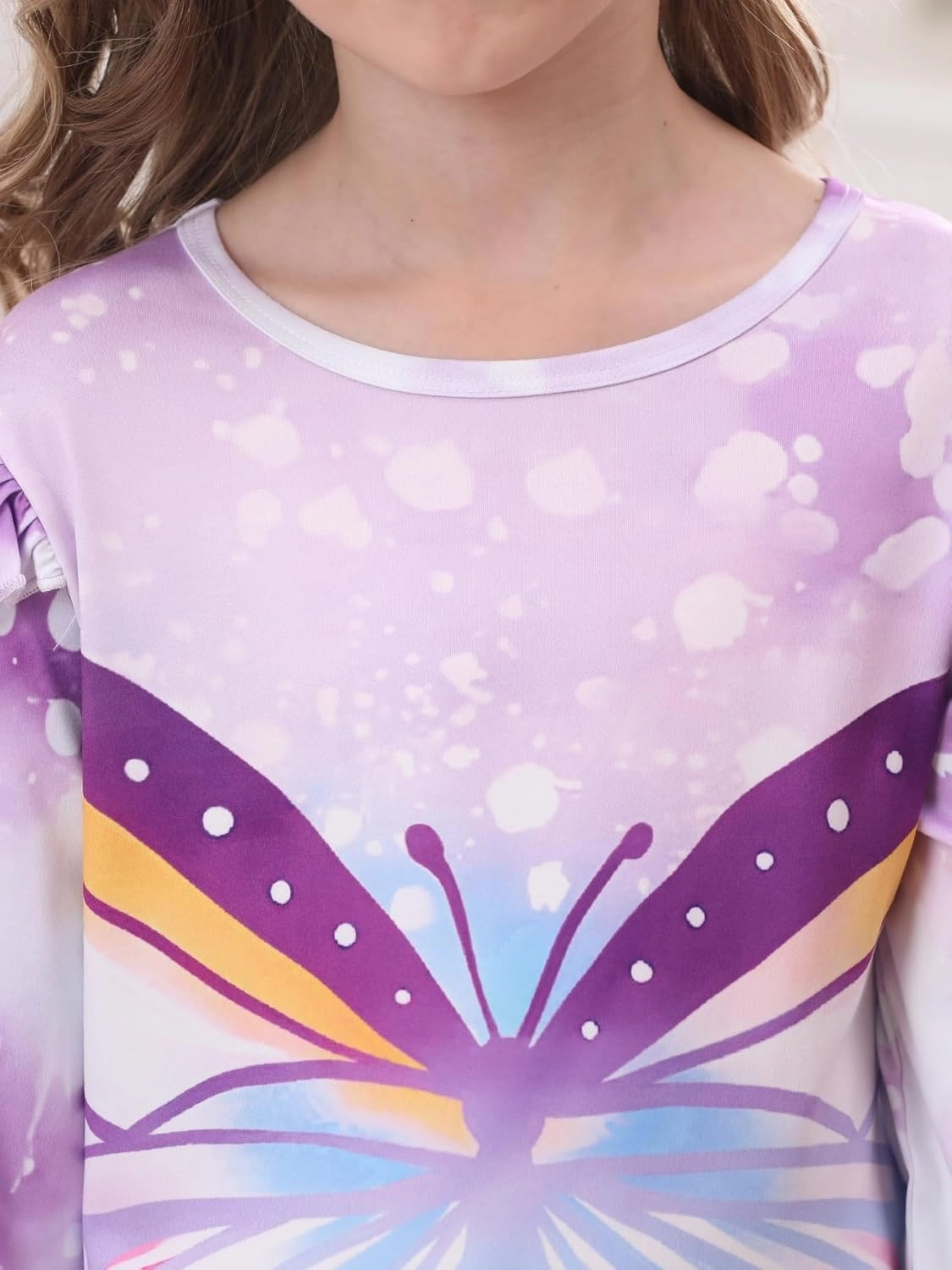Bow Dream Toddler Girls Dress and Matching American Girl Doll Clothes for Girls Lavender Party Birthday Long Sleeve Dress