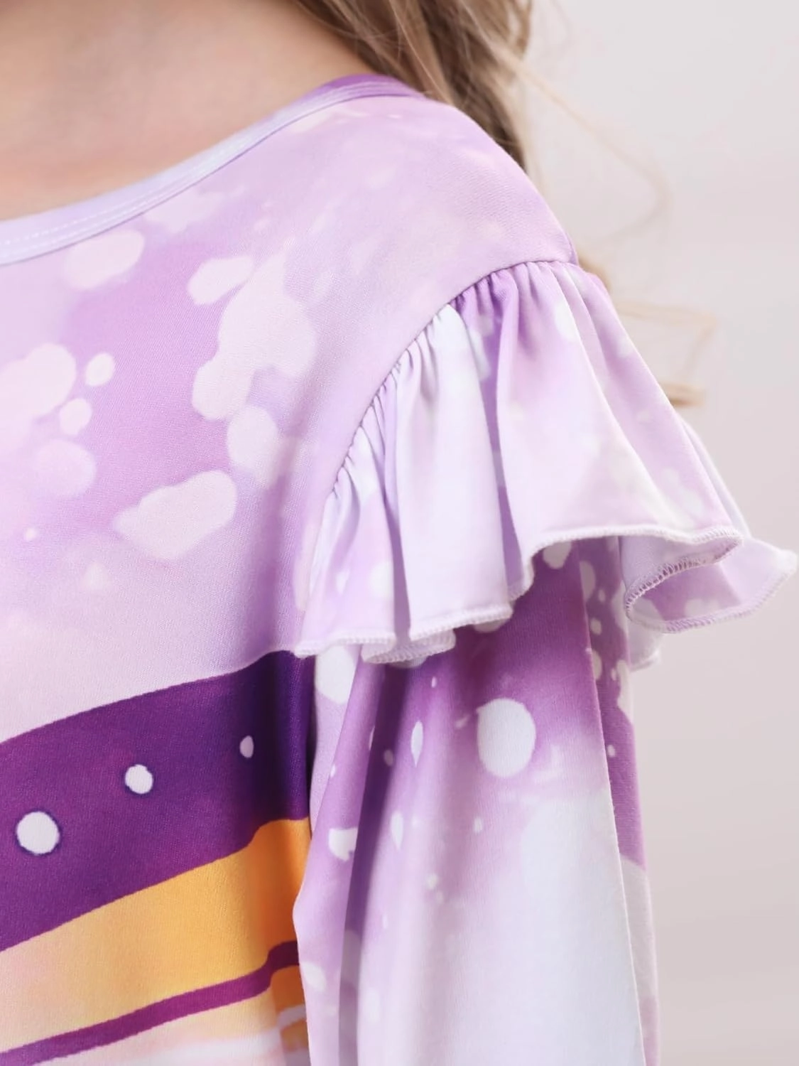 Bow Dream Toddler Girls Dress and Matching American Girl Doll Clothes for Girls Lavender Party Birthday Long Sleeve Dress
