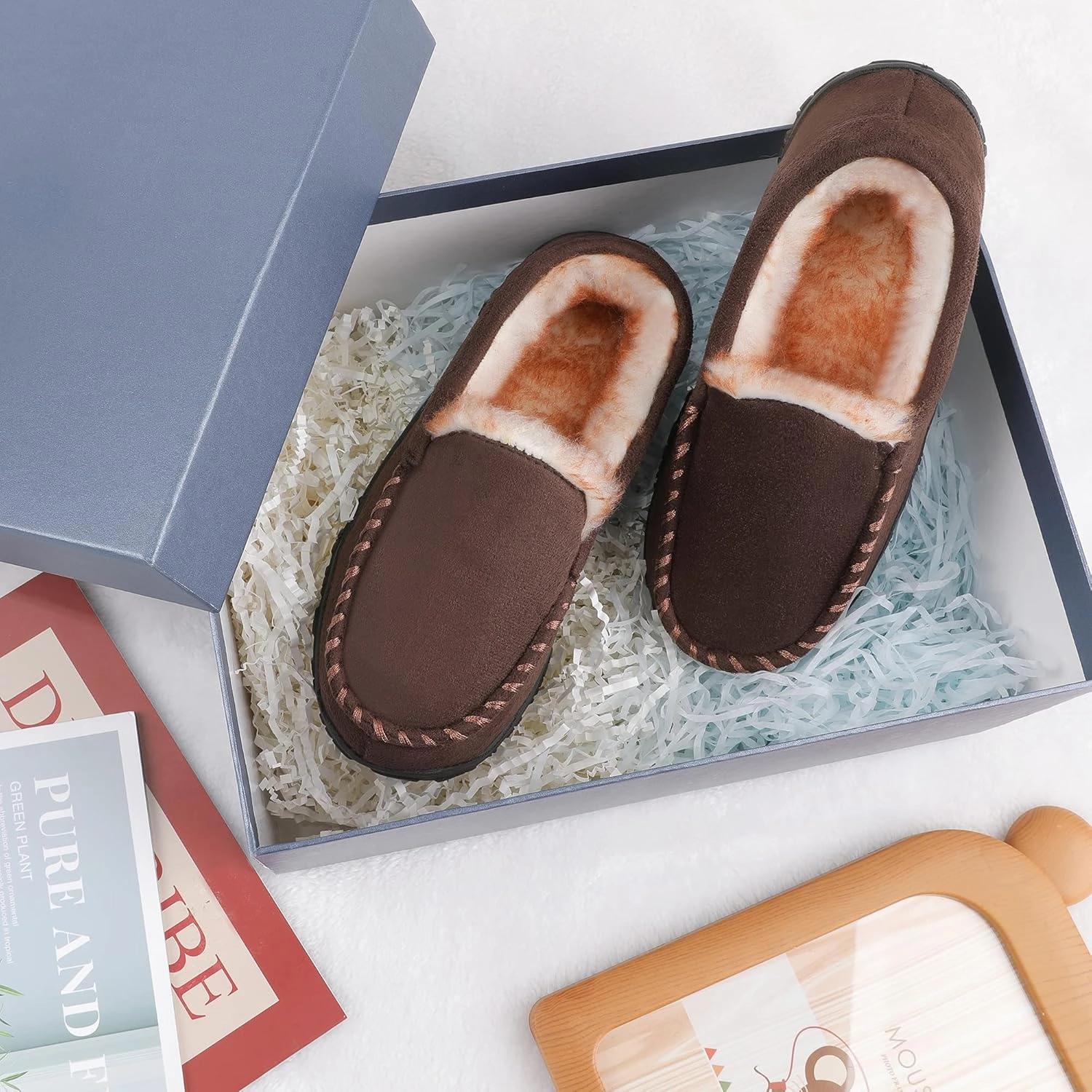 Boys & Girls Moccasin Memory Foam Kids House Slippers - Nonslip Indoor & Outdoor