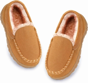 Boys & Girls Moccasin Memory Foam Kids House Slippers - Nonslip Indoor & Outdoor