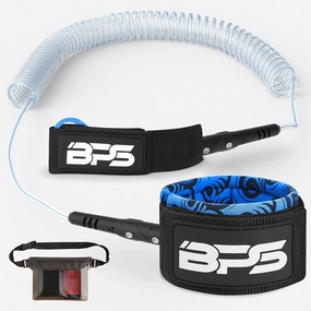 BPS ‘Storm’ Premium 7.2mm Coil SUP Leash Paddleboard Ankle Leash Quick Release Tab, with Waterproof Waist Bag Longboard Surfboard Stand-up Paddleboard Accessories