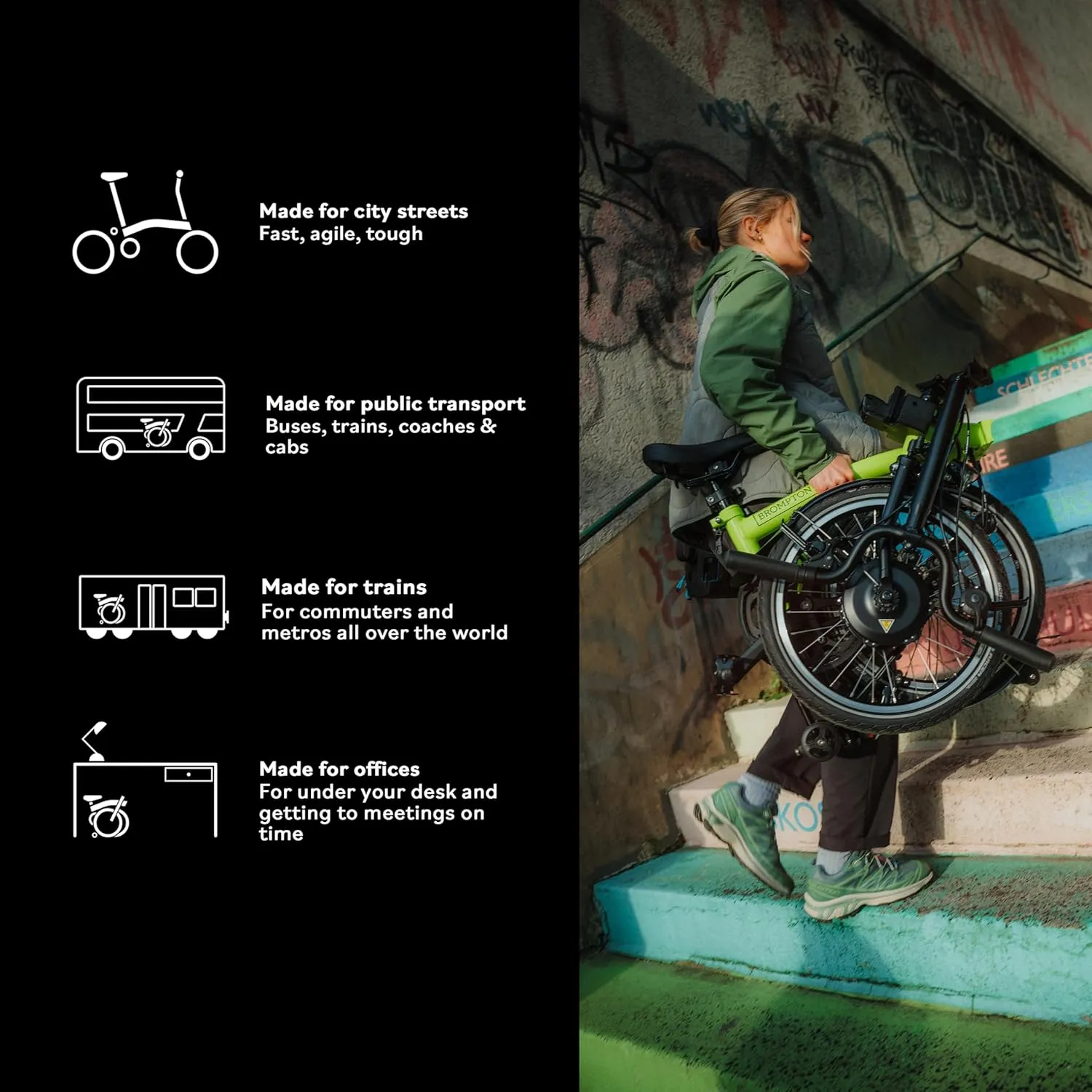 Brompton Electric Folding Bike for Adults C Line 12-Speed | Compact, Lightweight, Pedal-Assist Commuter E-Bike