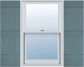 Builders Edge 14 in. W x 60 in. H, Custom Four Board Joined (3 Batten), Board-n-Batten Shutters, Includes Matching Installation Spikes (Per Pair), 004 - Wedgewood Blue