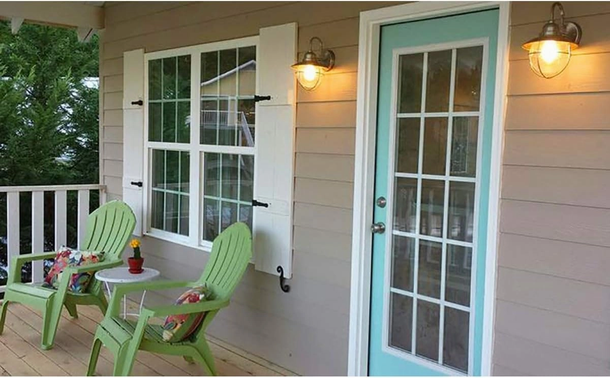 Builders Edge 14 in. W x 60 in. H, Custom Four Board Joined (3 Batten), Board-n-Batten Shutters, Includes Matching Installation Spikes (Per Pair), 004 - Wedgewood Blue
