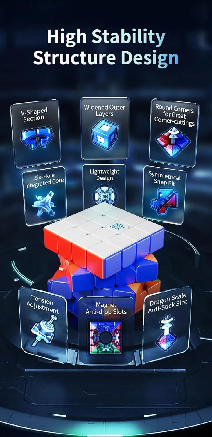 Bukefuno MoYu AoSu V7 DoubleTrack UV 4x4 Magic Cube Magnetic Moyu AoSu WRM V7 112 Magnets,Puzzle 4x4x4 DoubleTrack UV Magic Cloth Stickerless Cube Speed